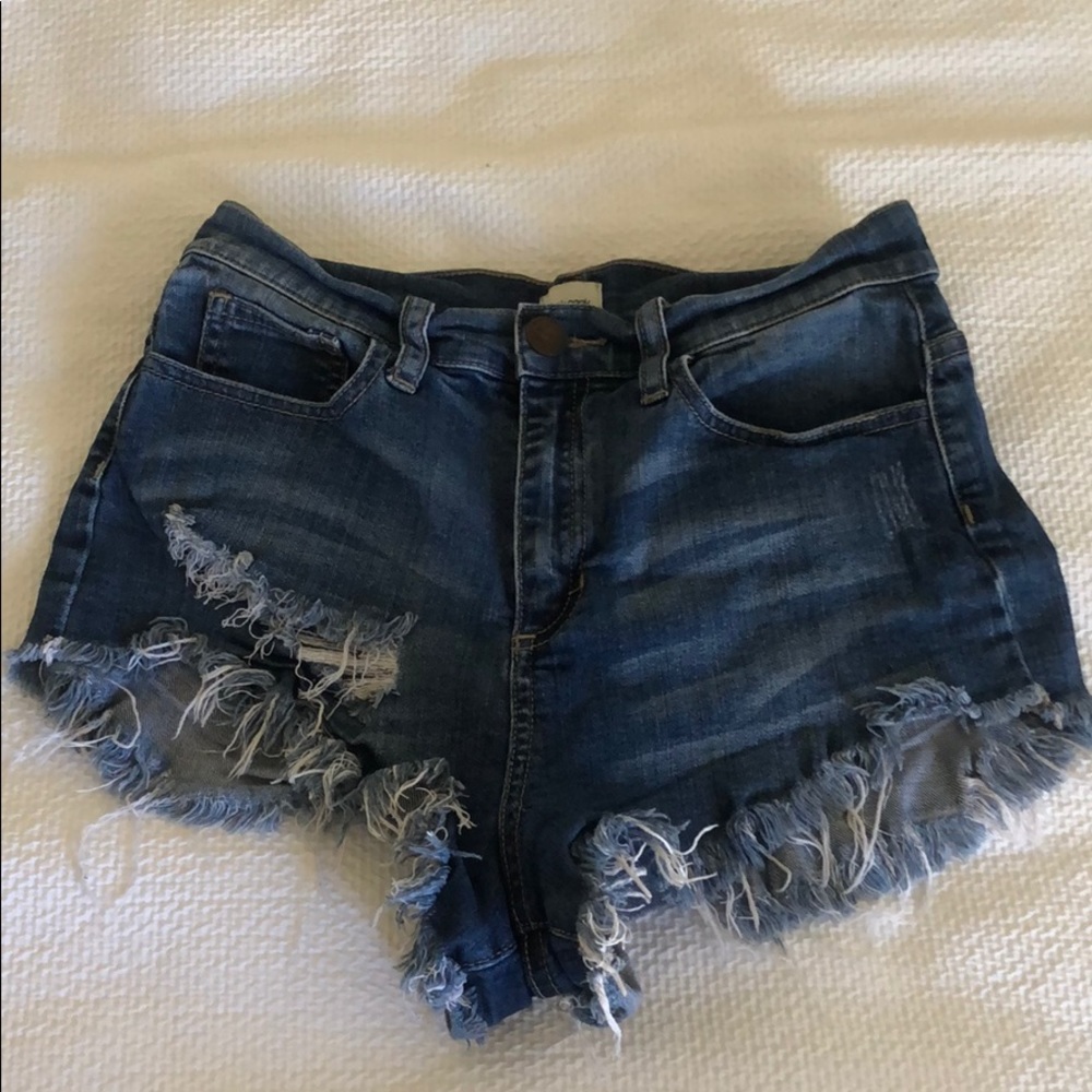 High waisted denim cheeky shorts